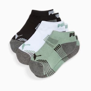 Socquettes mi-tissu bouclette Enfant et adolescent (3 paires), BLACK / GREEN, extralarge